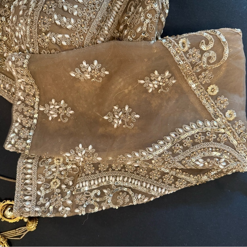 Elegant Gold Embroidered Saree - Picture 7 of 11